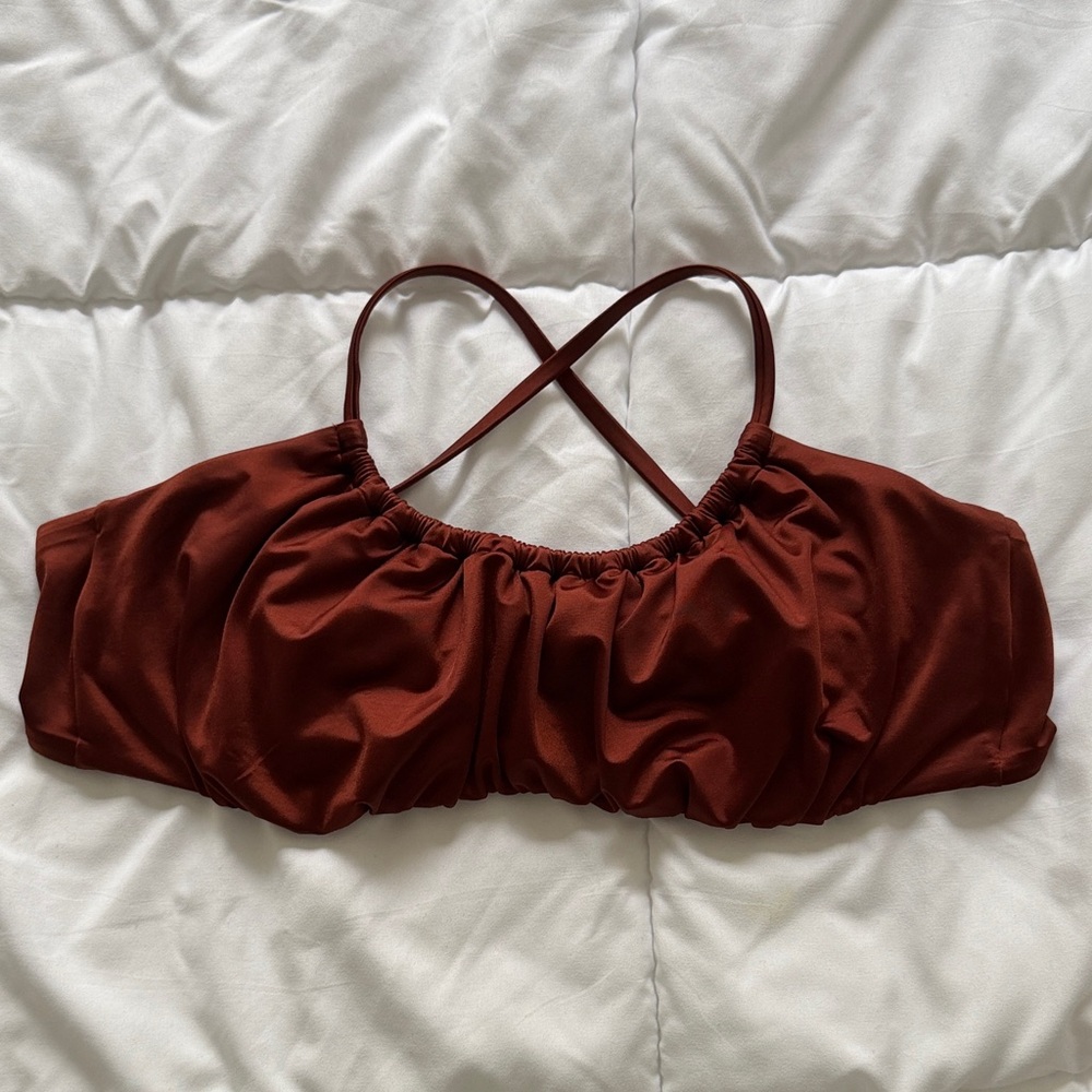 CALIA by Carrie Underwood Rust Red Crisscross Bikini Top